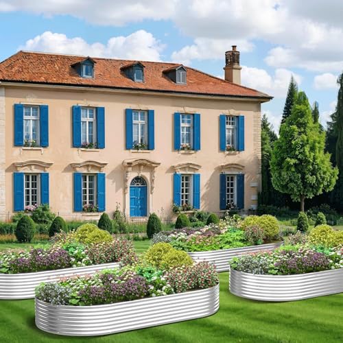 4 Pack 6x2FT Galvanized Raised Garden Bed Outdoor,Metal Garden Bed for Vegetables,Steel Raised Beds for Gardening,Above Ground Garden Box for Flower