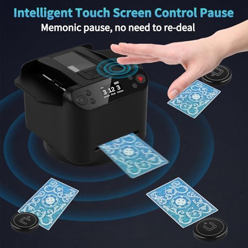 Automatic Card Shuffler and Dealer Machine，Card shuffler 2 Deck，360 &deg;Rotating Card Dealer，Eletric Shuffling and Dealing Machine All in ONE