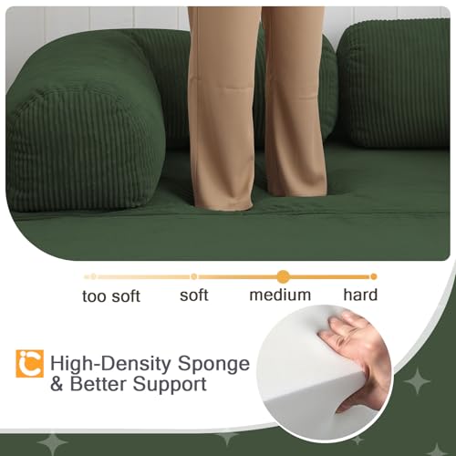 COMAX Folding Sofa Bed, Convertible Chair Bed Corduroy 3-in-1 Foldable Floor Couch with High-Density Foam, Futon Sofa Sleeper Mattress