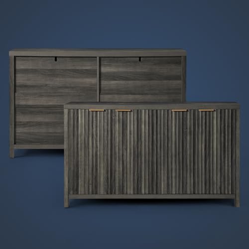 Fluted Sideboard Buffet Cabinet with Storage, 56" Large Buffet Modern Credenza with Adjustable Shelves