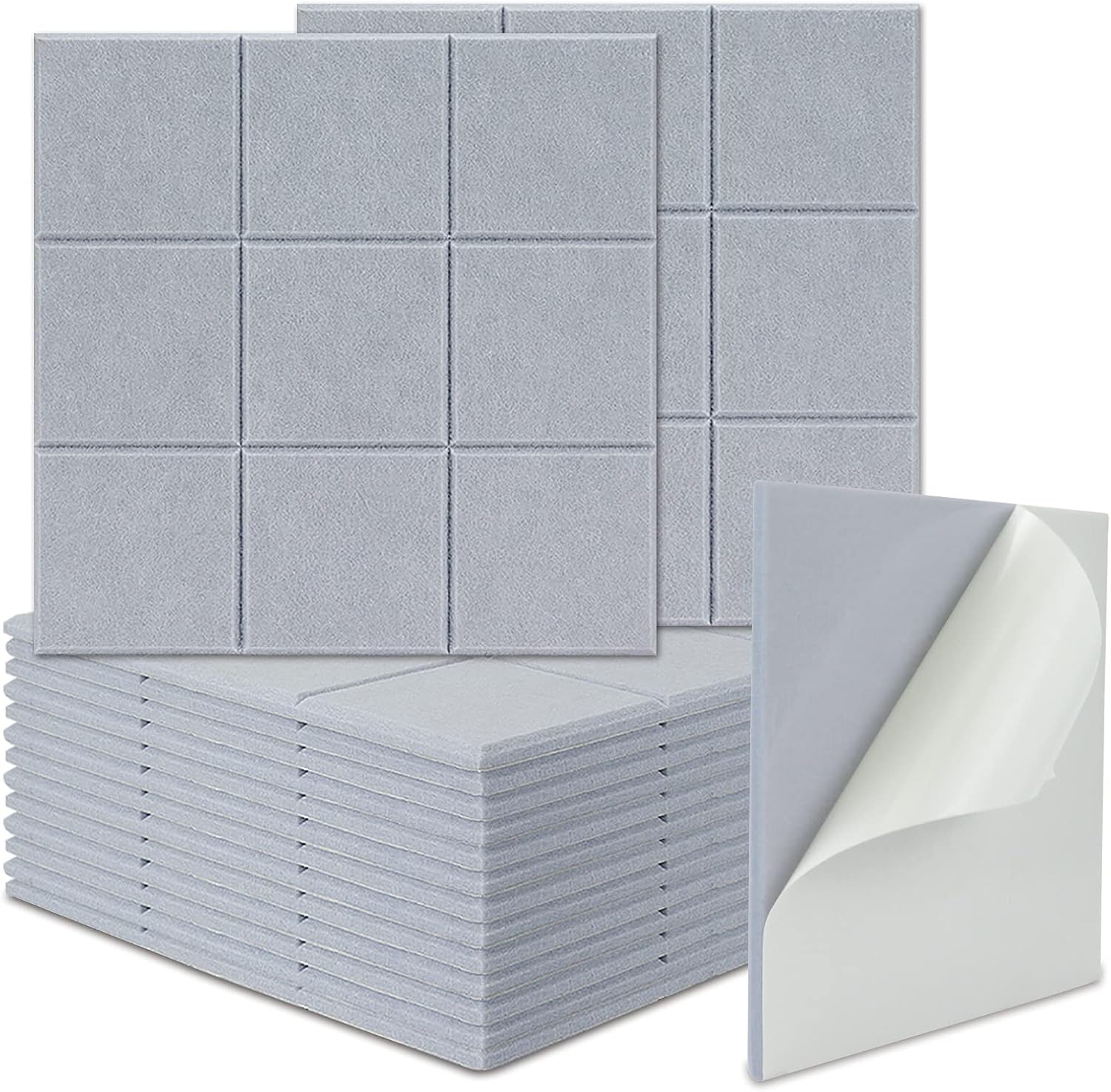 BXI Sound Absorber - 16 Pack Self-adhesive 12 X 12 X 0.4 Inches Acoustic Absorption Panels