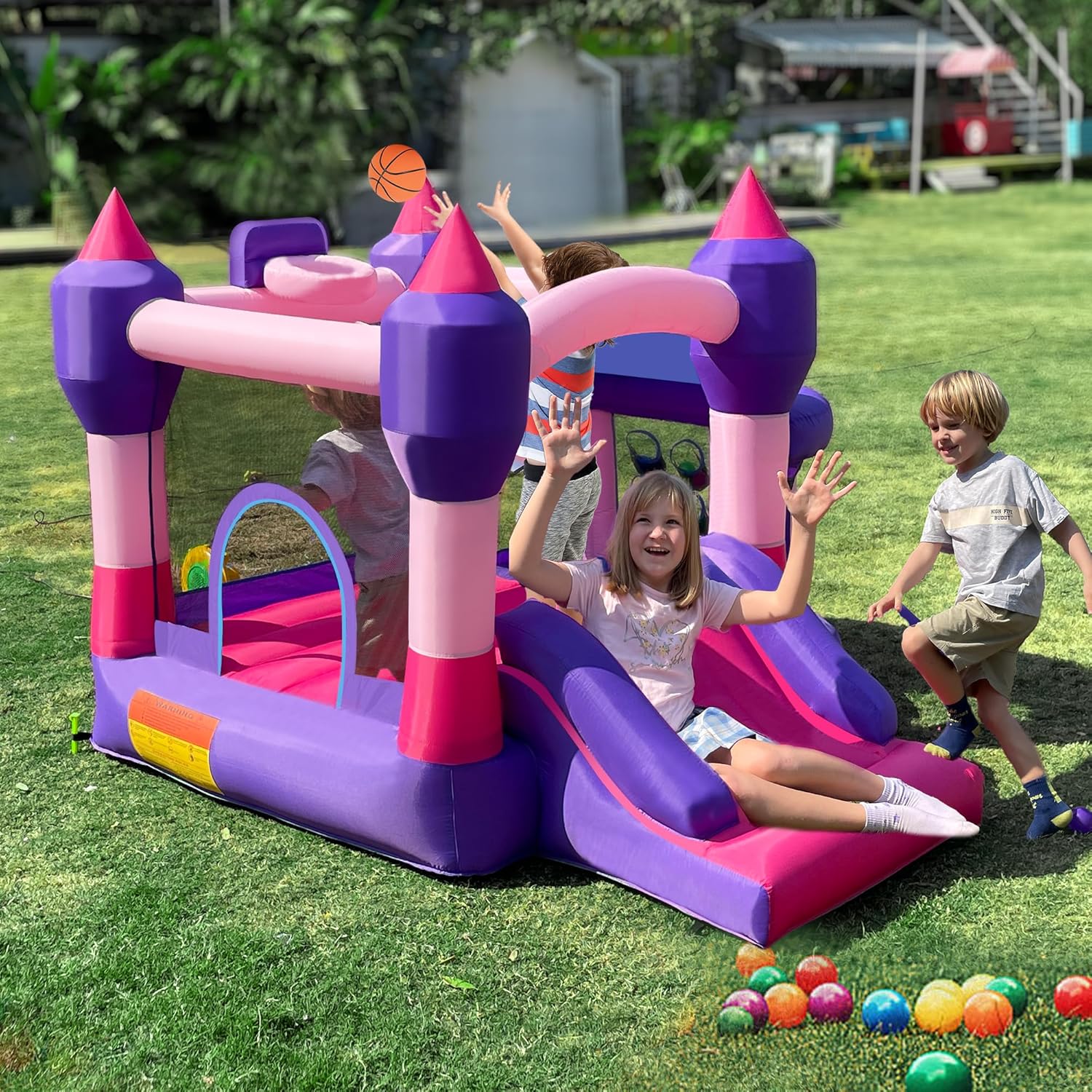 Bounce House, Inflatable Bounce House for Kids with Blower, Jumping Castle with Slide