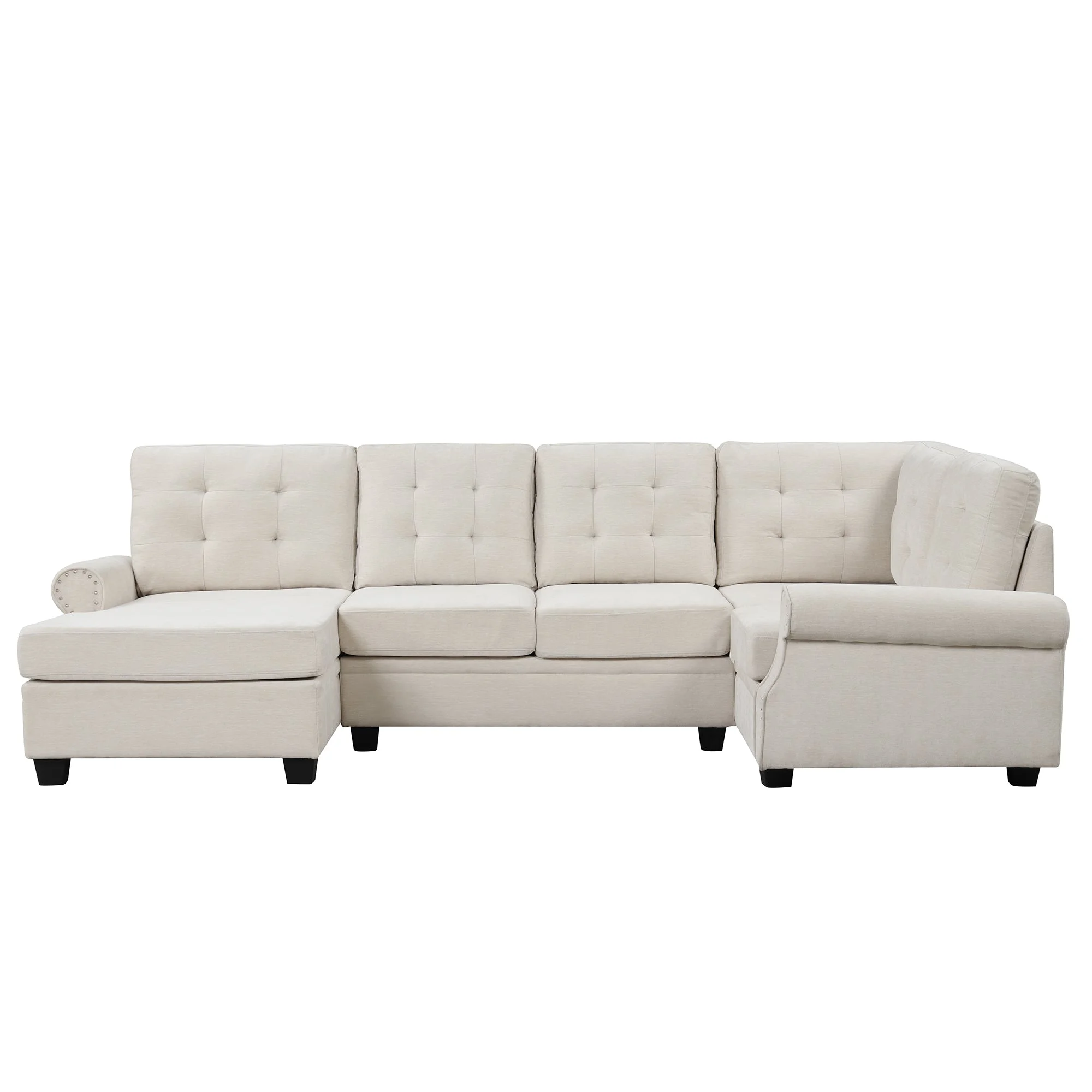 Aisha Modern U-Shaped Corner Sectional Sofa - Beige