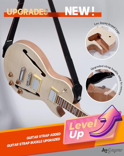 Leo Jaymz DIY Single Cut Electric Guitar Kits with Mahogany Body and Neck - Rosewood Fingerboard and All Components Included (LP Hollow)