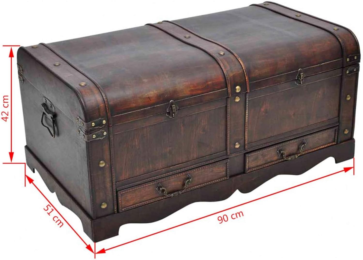 Extaum Vintage Style Storage Box, Trunk Cabinet, Wooden Treasure Chest