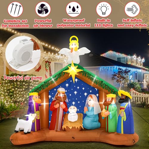 16FT Christmas Inflatable Snowman Outdoor Decorations, Giant Christmas Snowman, Holiday Blow Up Yard Decor with LED Lights