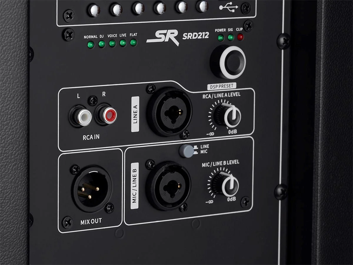 Monoprice SRD212 Powered Speaker 12in, with Class D Amp, Built-in Digital Sound Processor DSP, and Bluetooth Streaming, Portable and Lightweight