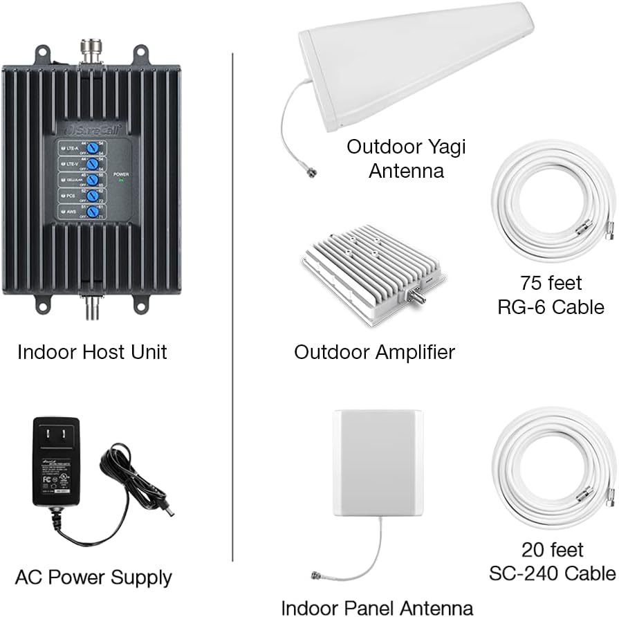 SureCall Fusion4Home Max Cell Signal Booster with Extended Range Tech up to 6500 sq ft, 5G/4G LTE Multi-User, Verizon, AT&T, Sprint, T-Mobile