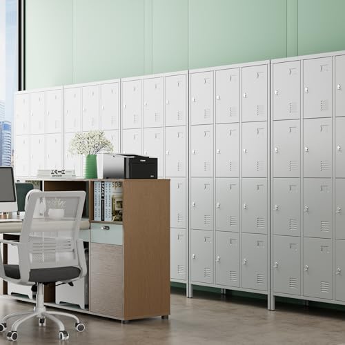6 Door Metal Storage Locker 18 Hooks,Metal Locker for Employees with Lock for School Garage Office Gym Bedroom,Assembly Required
