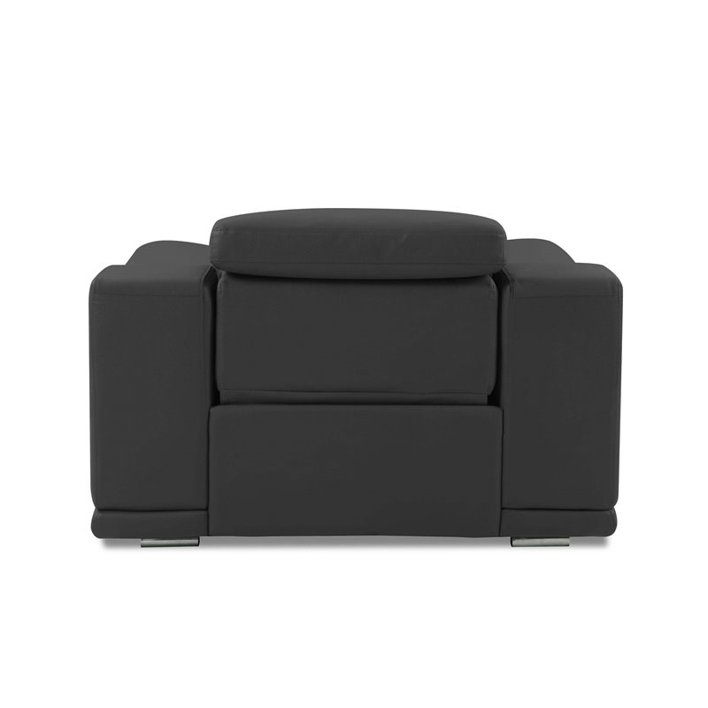 Titan Furnishings Genuine Italian Leather Power Reclining Chair in Dark Gray