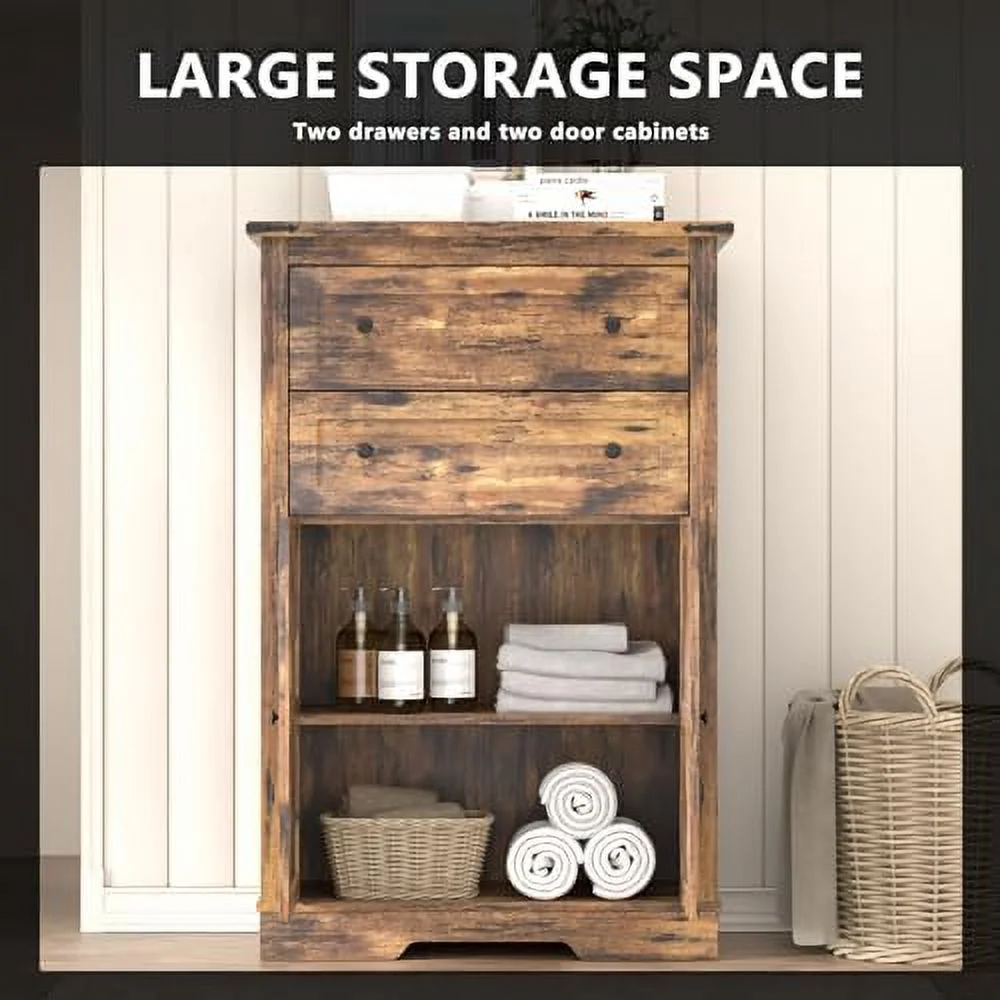 RUNFAYBIU Farmhouse Dresser for Bedroom   Dressers Organizer  Rustic Tall Chest of Drawers for Bedroom  Living Room  Hallway  White