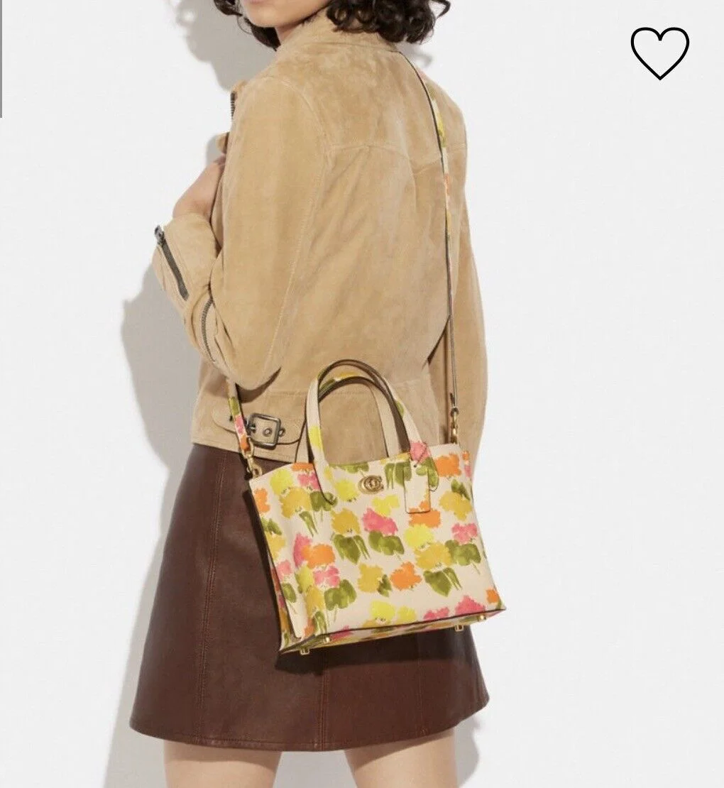 COACH Floral Printed Leather Willow Tote 24 Multi One Size