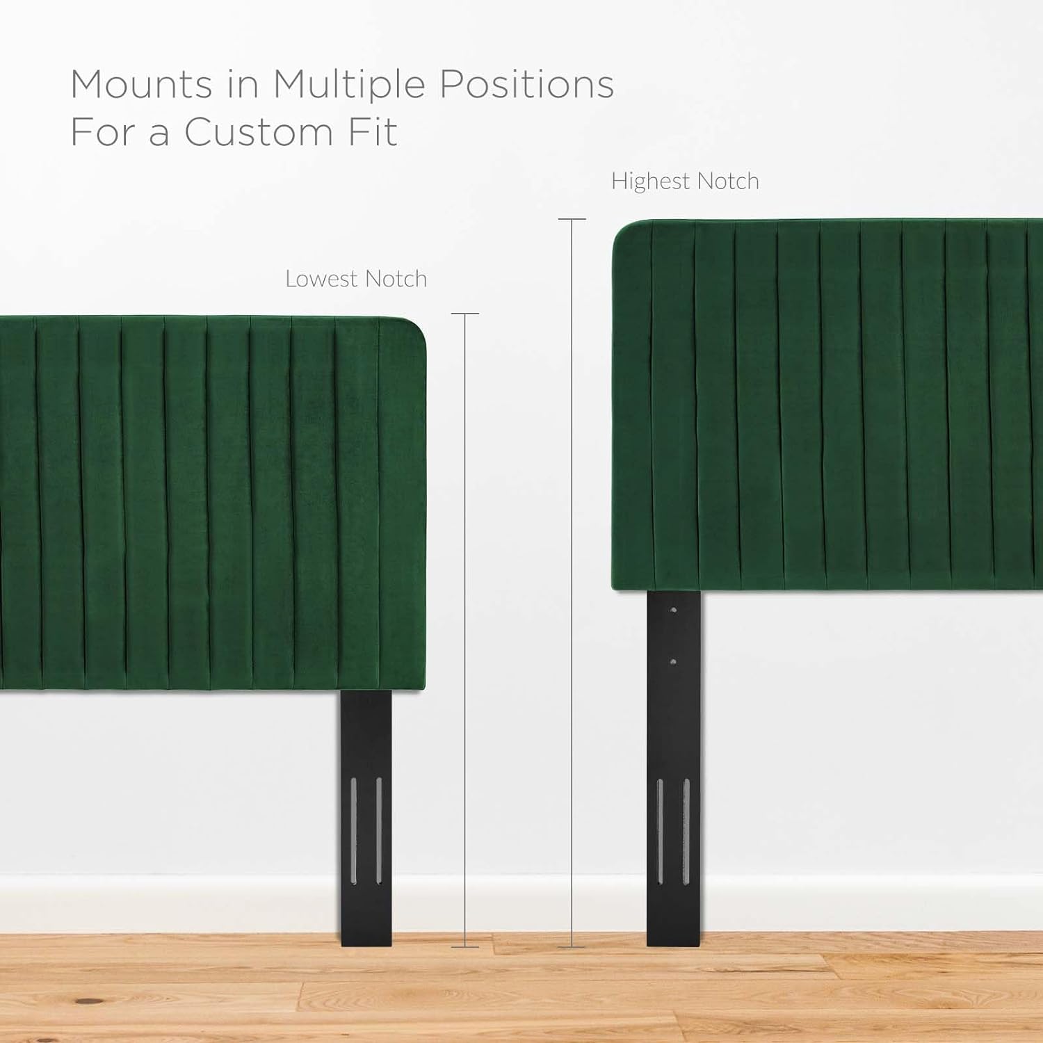 Milenna Channel Tufted Performance Velvet Headboard, , Emerald