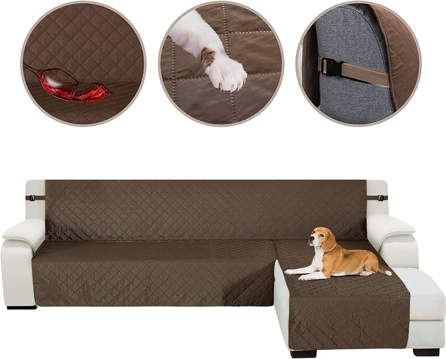 HDCAXKJ Sectional Couch Covers for Dogs 3-Pieces Water Resistant L Shape Sofa Cover Set Pet Friendly Sectional Slipcovers Living Room Non Slip