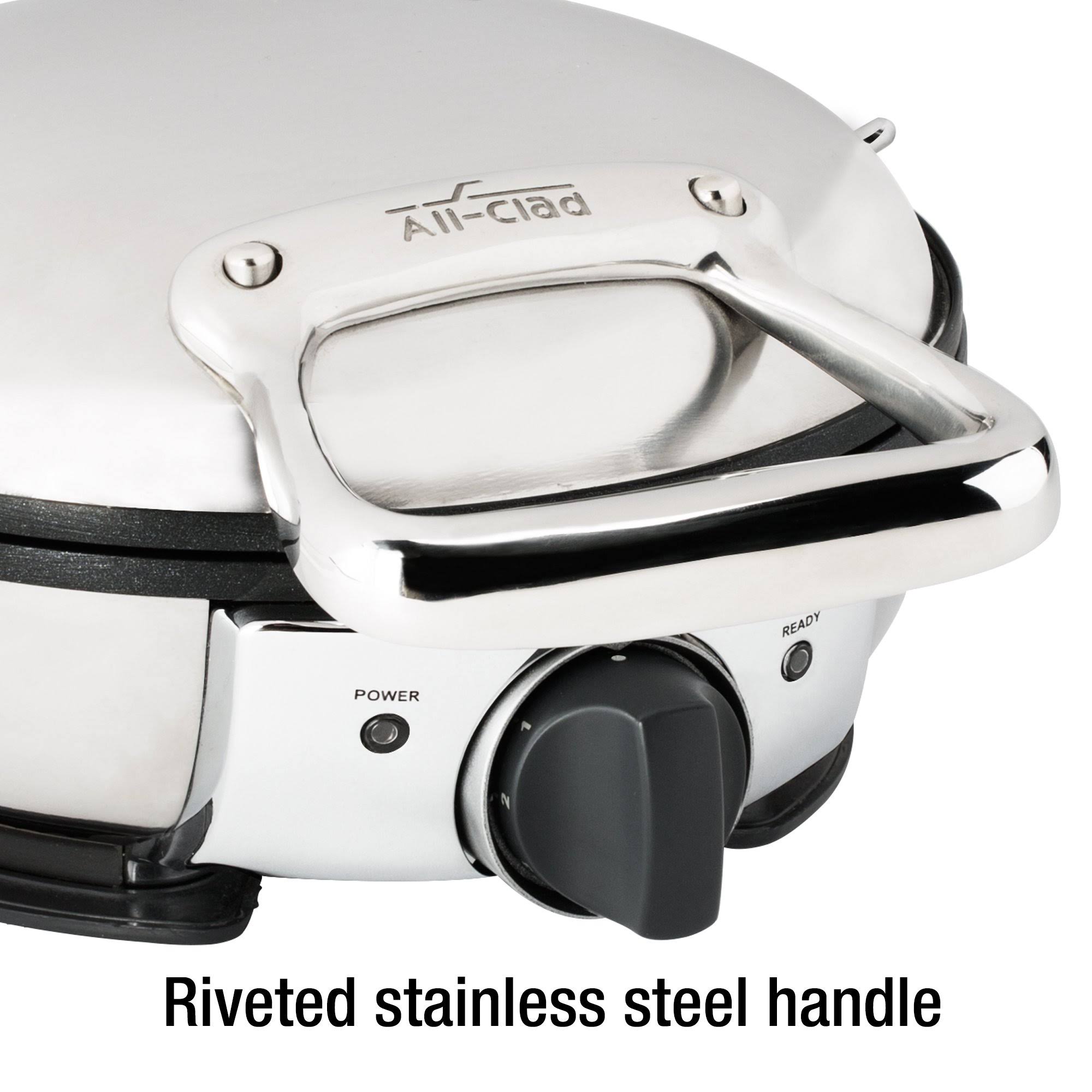 All-Clad 99012GT Stainless Steel Classic Round Waffle Maker with 7 Browning