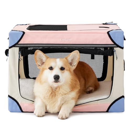 Lesure Soft Collapsible Dog Crate - 42 Inch Portable Travel Crate for Extra Large Dogs Indoor & Outdoor