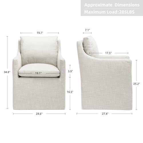 DUHOME Upholstered Dining Chair,Linen Accent Chair for Living Room,Single Sofa with 4 Casters