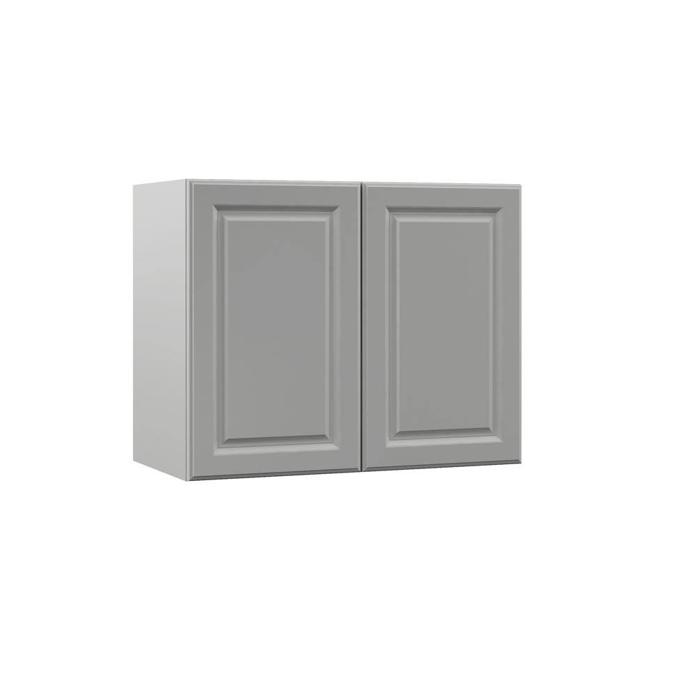 Hampton Bay Designer Series Elgin Assembled 30x24x15 in. Wall Kitchen Cabinet in Heron Gray