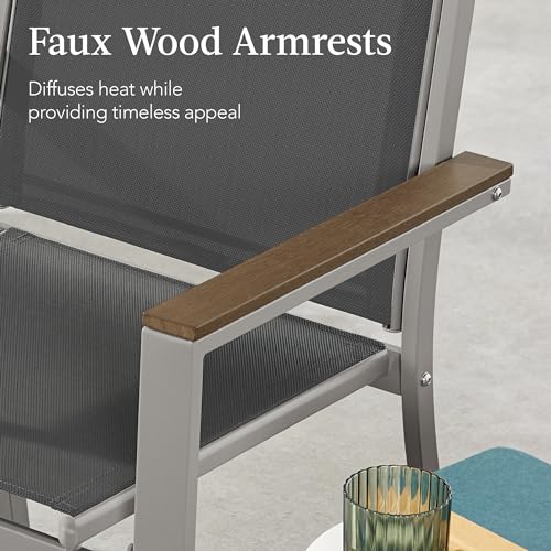 Best Choice Products 4-Piece Outdoor Textilene Patio Conversation Set, Backyard Furniture w/Loveseat, Coffee Table, Steel Frame - Taupe/Charcoal