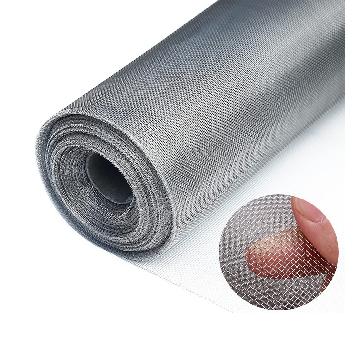 304 Stainless Steel Woven Wire Mesh 39.4inch x 98 Feet Metal Window Screen Mesh Roll Security Mesh Roll for Door Screen/Patio Screen/Cabinets Mesh 20