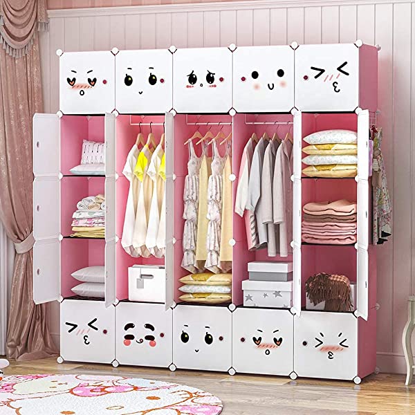 YOZO Cube Storage Organzier Portable Closet Wardrobe Bedroom Dresser (71x14x71 inches) Portable Closet Cube Shelf Armoire Pantry Cabinet, 25 Cubes