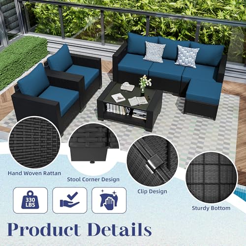 KIGOTY Patio Furniture Set 7 Pieces Conversation Sets, Outdoor Sectional Sofa