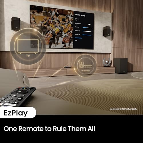 Hisense HT Saturn 4.1.2Ch Sound Bar with Wireless Subwoofer, Dolby Atmos, DTS:X, Bluetooth 5.3, EzPlay, 4K HDMI Pass Through, Roku TV Ready