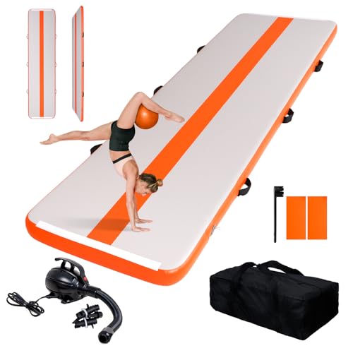 FEATH-R-LITE 10/13ft Inflatable Gymnastics Tumble Track Tumbling Mat 4in Thick Air Floor Tumble Track with Electric Pump for Cheer