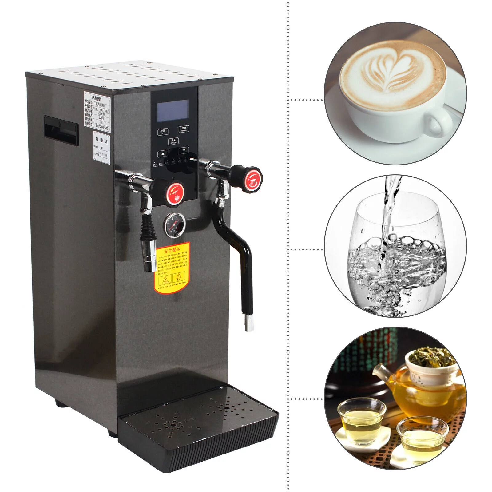 MIDUO 2500W 110V Commercial Stainless Steel Espresso Maker Cappuccino Coffee Machine
