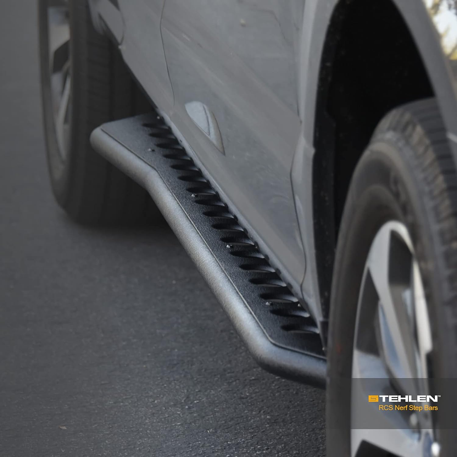 Stehlen 642167823544 Round Pattern Rock Slider Rocker Style Side Step Rail Nerf Bars Running Boards - Textured Black For Ram 1500 2019-2022 Crew Cab