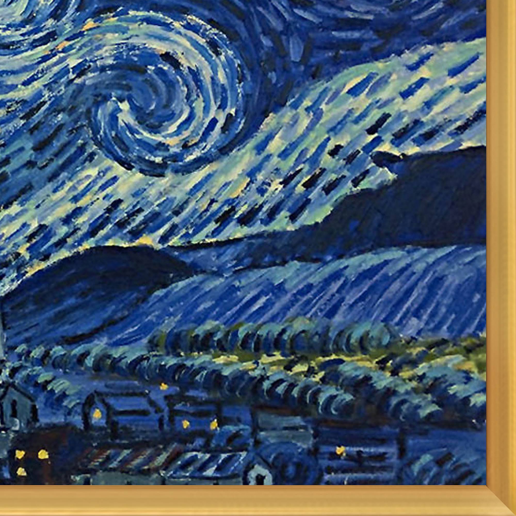 La Pastiche Starry Night with Piccino Luminoso Frame by Vincent Van Gogh Oil Painting, Multi-Colored