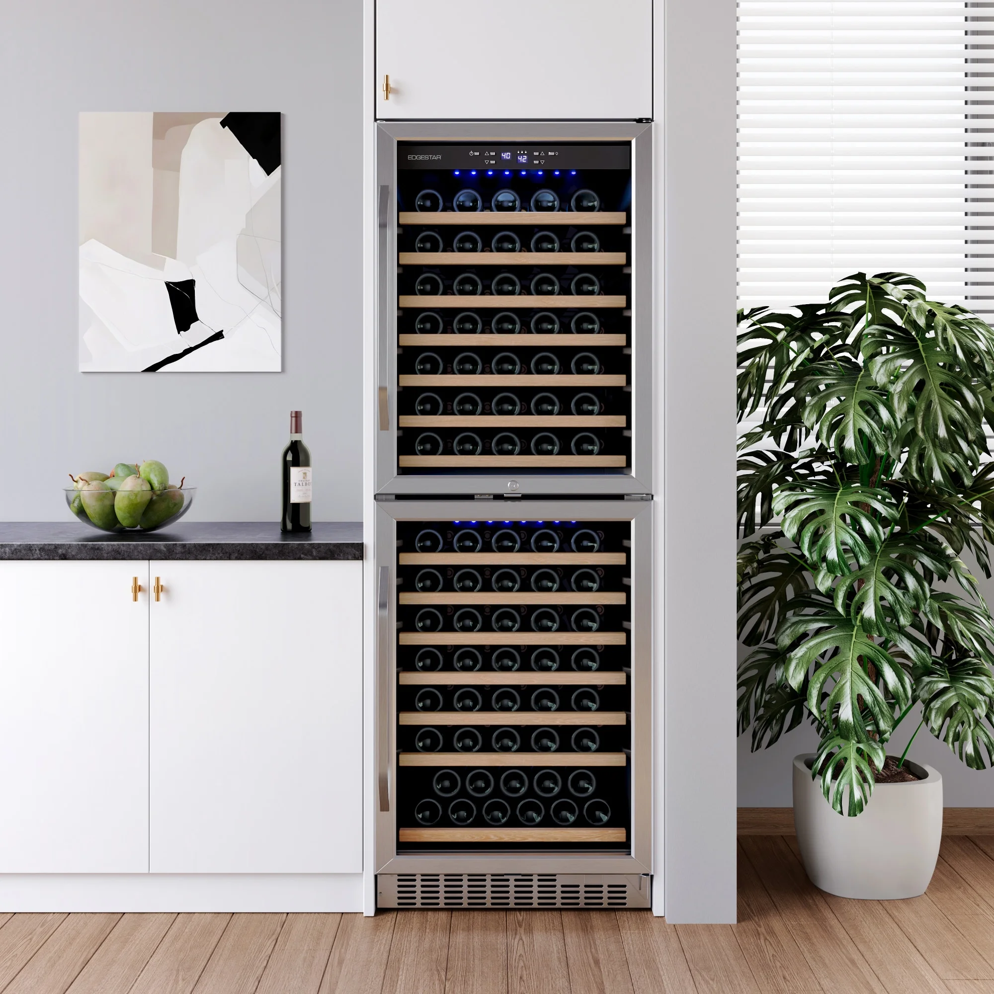 Edgestar Cwr1553dd 142 Bottle 24" Built-In Or Free Standing Dual Zone Double Door Wine