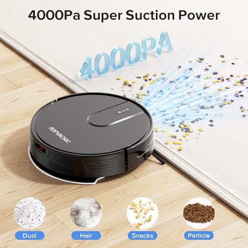 Robot Vacuum Cleaner Robot Vacuum and Mop Combo with 4000Pa Suction, Personalized Cleaning Adjustments, Self-Charging Robotic Vacuum Cleaner