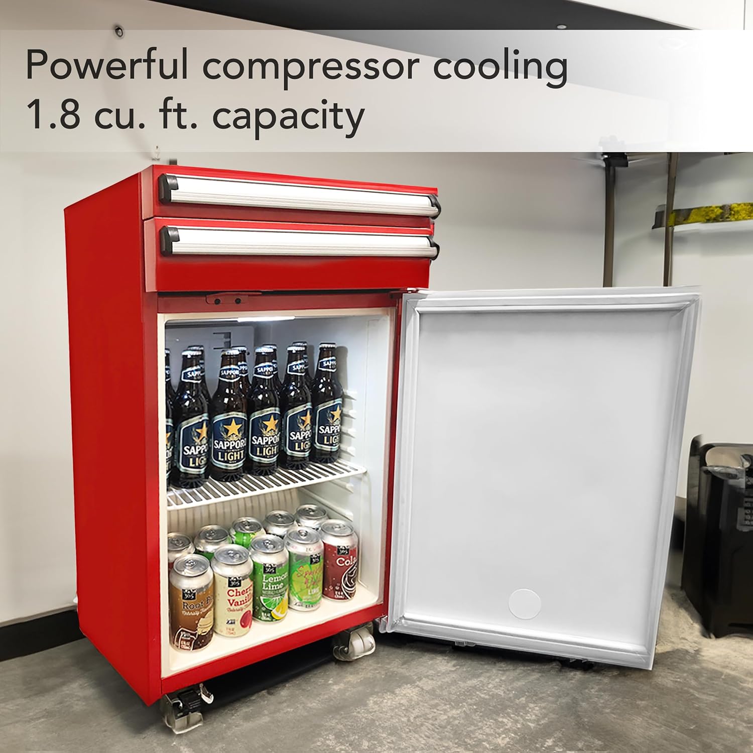Whynter TBR-185SR 1.8 cu. ft. Portable Tool Box Refrigerator with 2 Drawers and Lock, One Size, Powder Coated Red