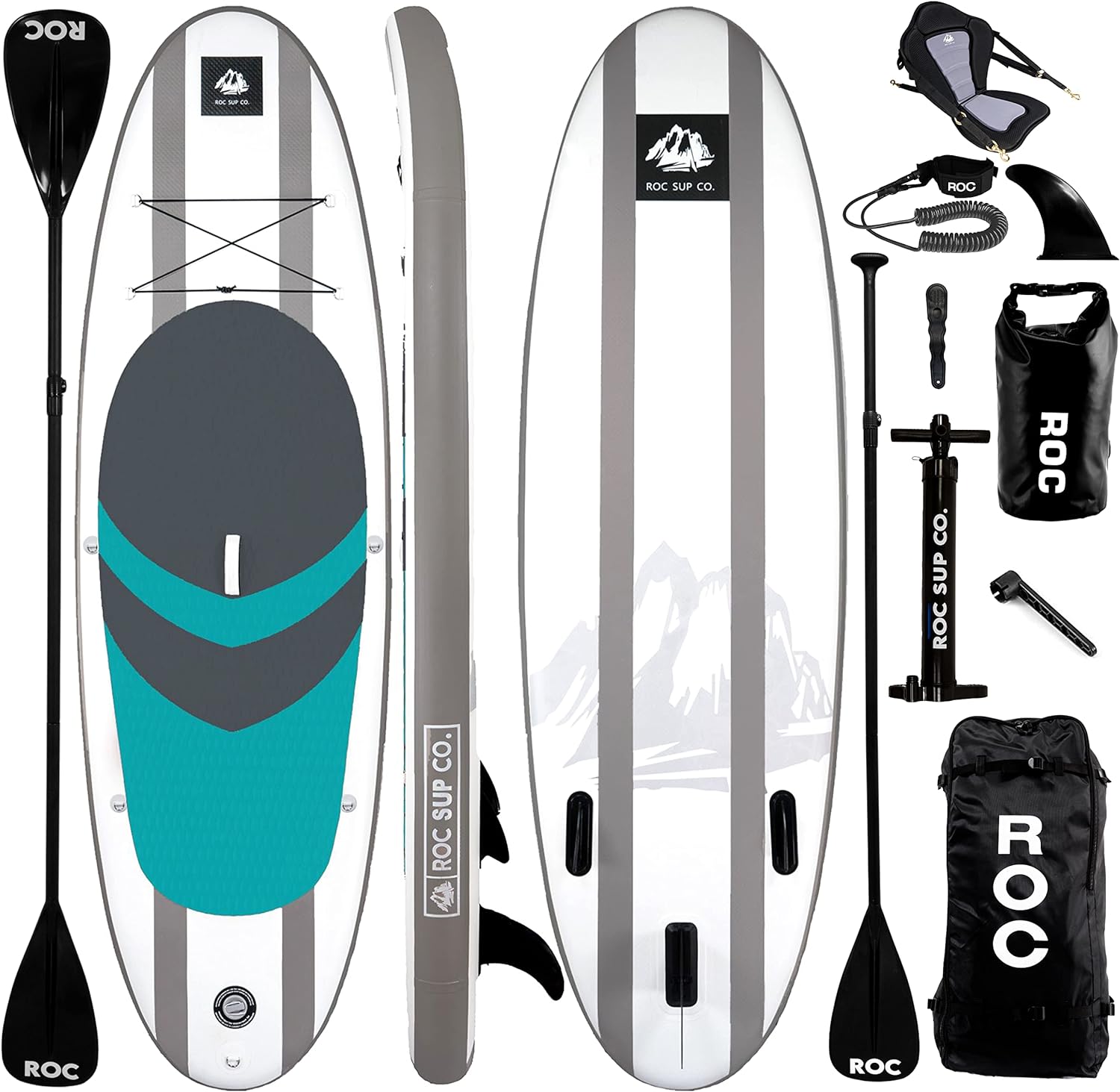 Roc Inflatable Stand Up Paddle Boards with Premium SUP Paddle Board Accessories, Wide Stable Design, Non-Slip Comfort Deck for Youth & Adults