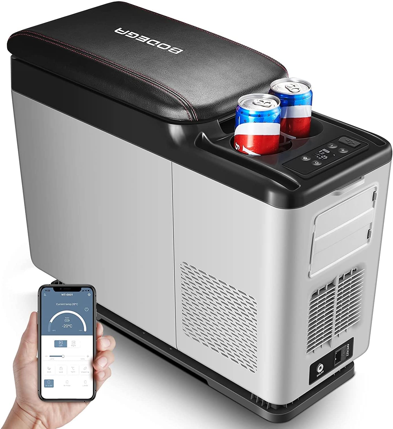 BODEGA 12 Volt Car Refrigerator, Portable Freezer, Car Fridge APP Control, 16 Quart 5℉-68℉ Mini Car Refrigerator Cooler