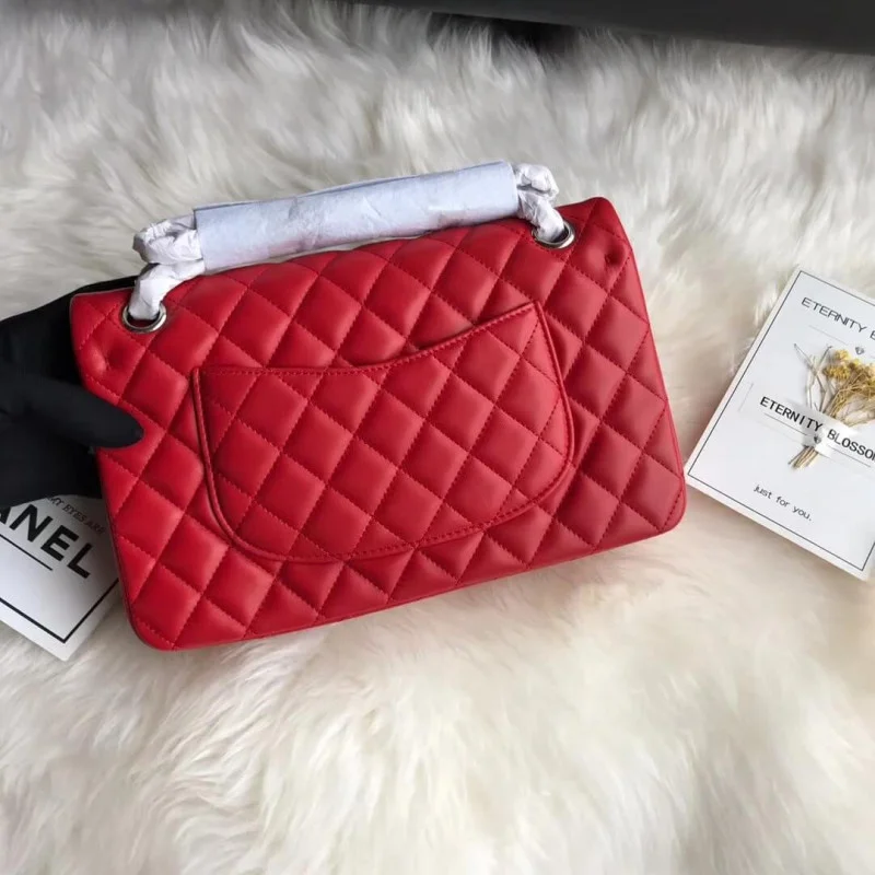 Chanel 1112 Red Medium Size 2.55 Lambskin Leather Flap Bag
