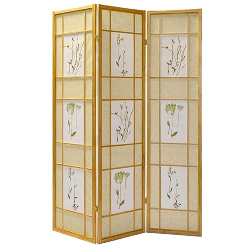 Legacy Decor 3 Panels Room Divider - Portable & Foldable Freestanding Room Privacy Screen - 71” Tall Botanical Floral Dressing Screen