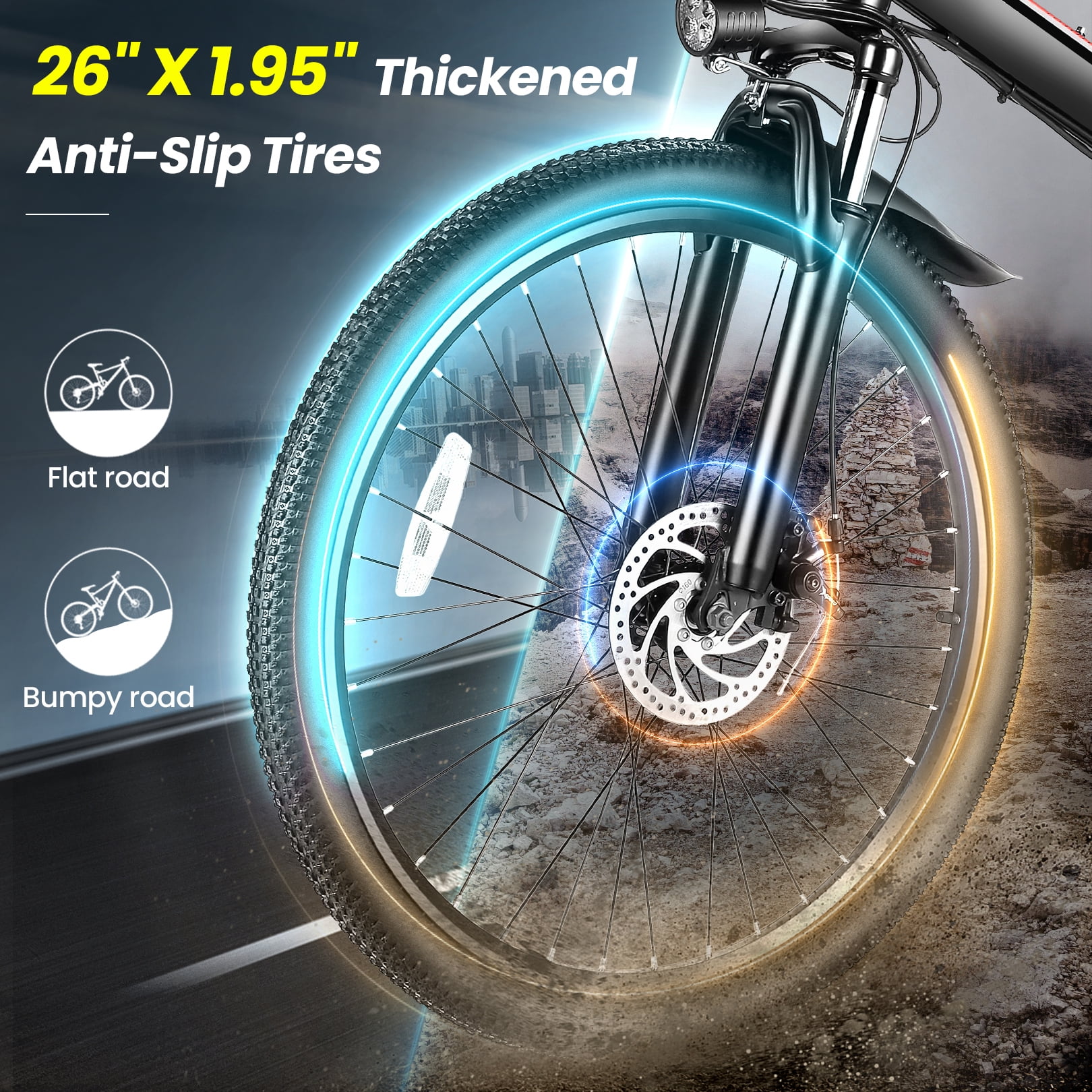 Gocio Adult Electric Bicycles Foldable Ebike, 500W 26" Electric Commuter Bicycle, 48V Battery, Full Suspension, Folding Electric Mountain Bike