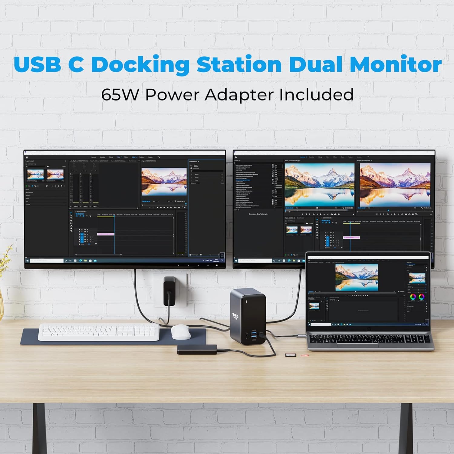 USB C Laptop Docking Station Dual Monitor HDMI, 15-in-1 USB C Dock with Dual HDMI, VGA, 6 USB, 60W USB C Charging, SD TF Slot, RJ45 and Audio/Mic