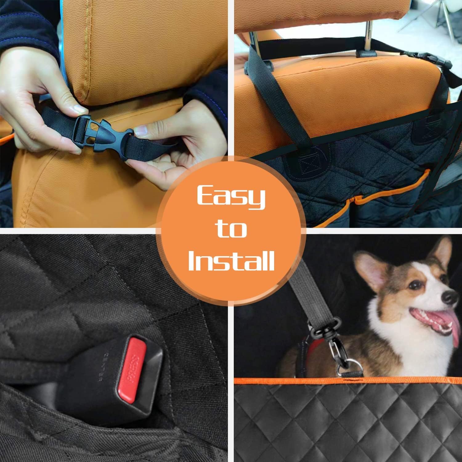 Dog Car Seat Cover for Back Seat-Waterproof Nonslip Hammock for Car Dog Seat Cover for Trucks and SUV Backseat Protector
