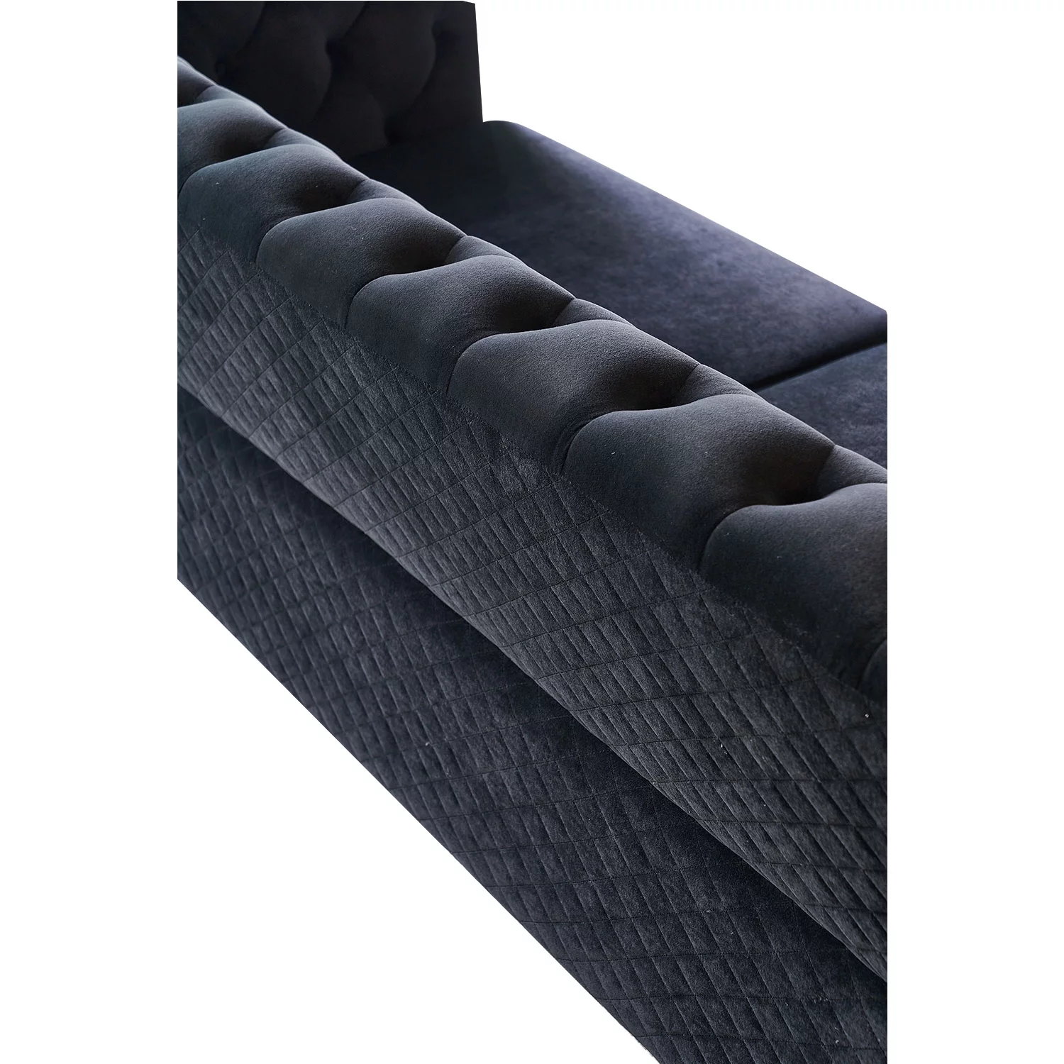 SZLIZCCC Modern Tufted Velvet Living Room Sofa Flare Arm, 87.4”W Couch, Black