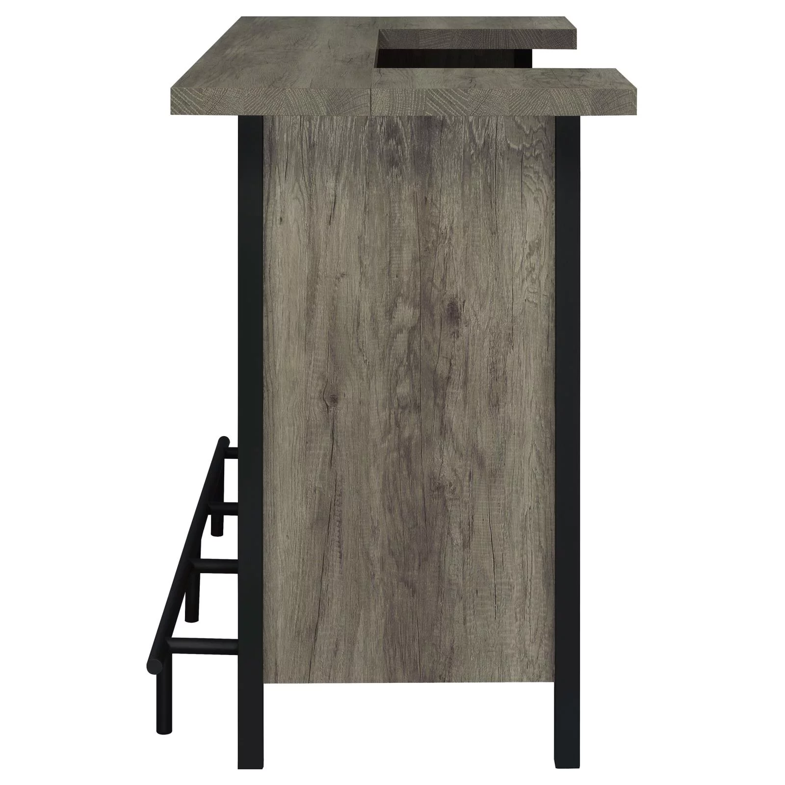 Bellemore Bar Unit with Footrest Grey Driftwood and Black