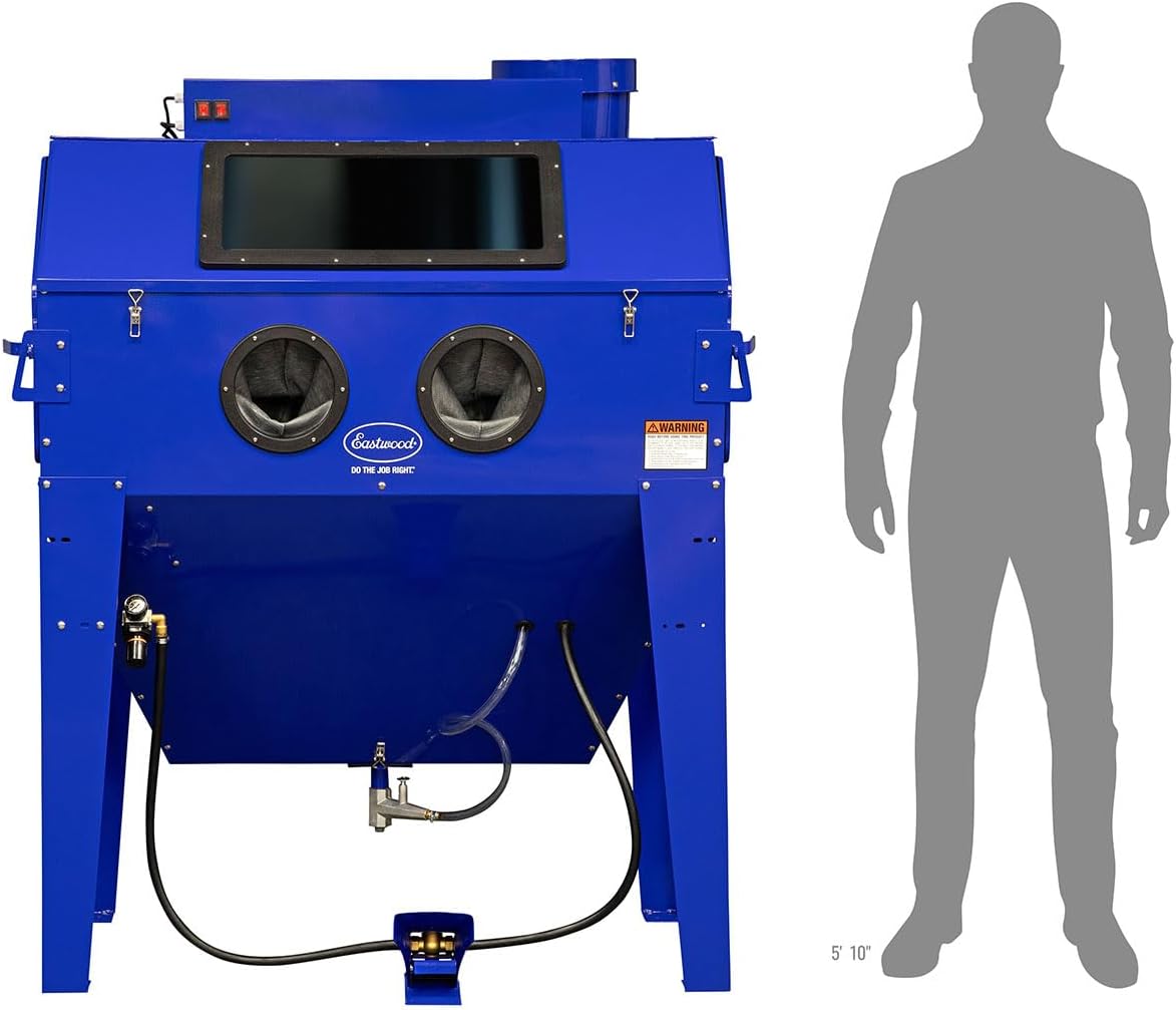 Eastwood B120 Sand Blasting Cabinet Kit | Heavy Duty Steel Sand Blaster Media Cabinet for Paint Removal, Metal Restoration, Rust Removal