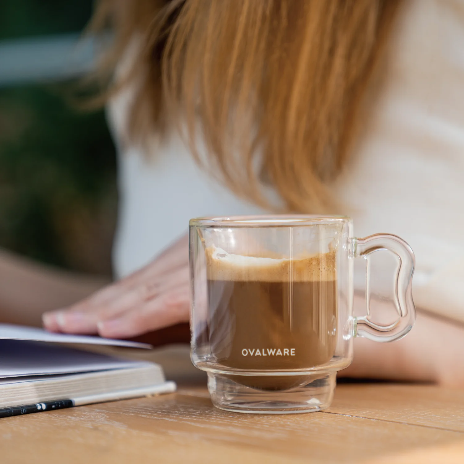 Ovalware RJ3 Double-Walled Espresso Coffee Set of 2 Clear Borosilicate Glass Cups 4oz/120ml