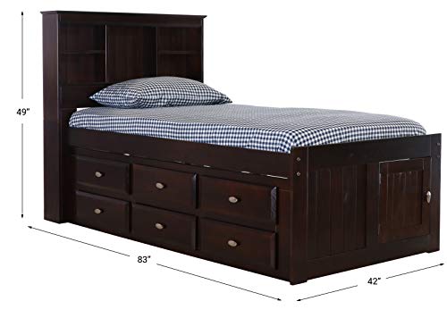 Discovery World Furniture White Full Bookcase Bed with 6 Drawers