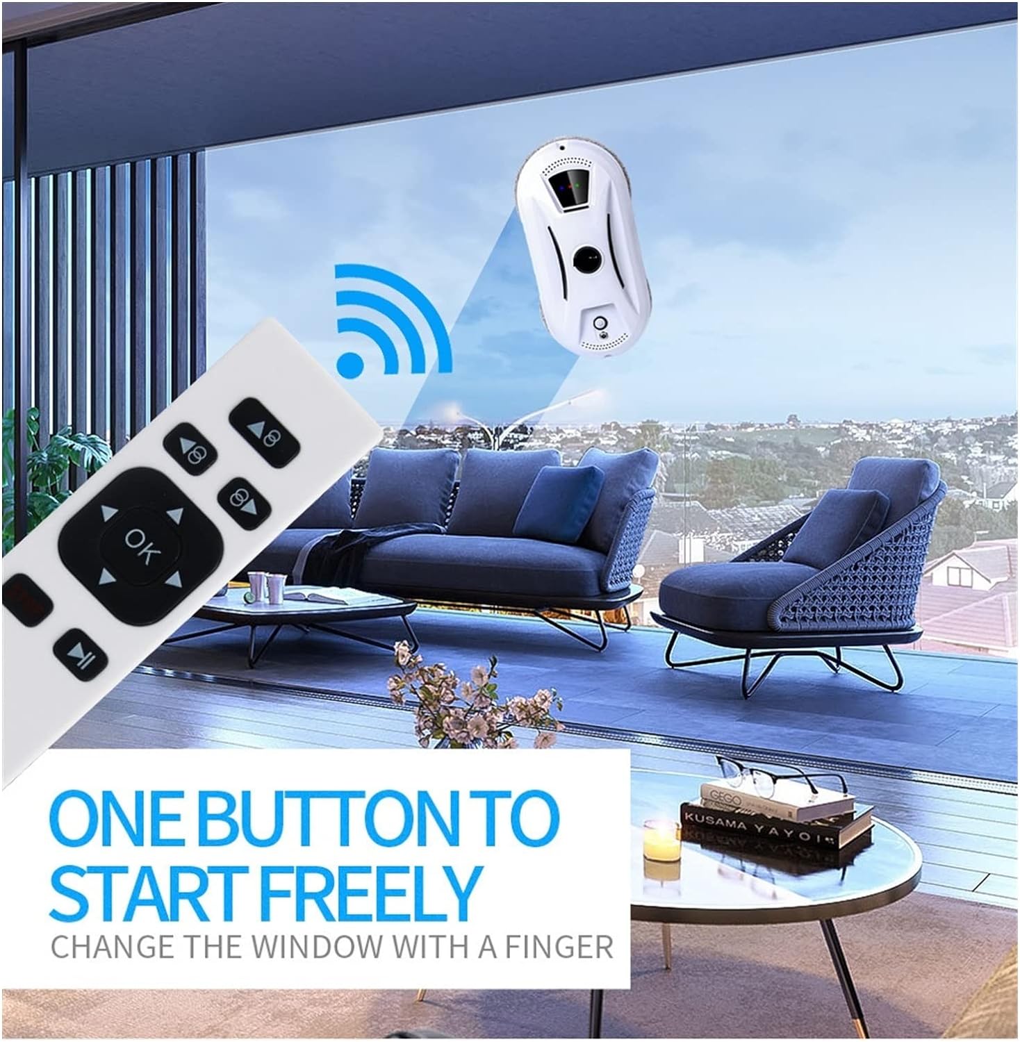 Smart Cleanning Robot Ultra Thin Robot Vacuum Cleaner Window Cleaning Robot Window Cleaner Electric Glass Remote Control for Home for Outdoor/Indoor