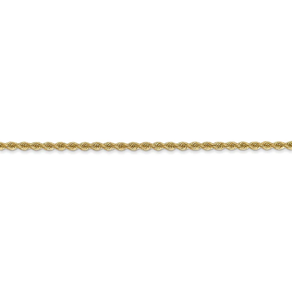 Leslie's Real 14kt Yellow Gold 2mm Solid Regular Rope Chain; 20 inch; Lobster Clasp; for Adults and Teens; for Women and Men