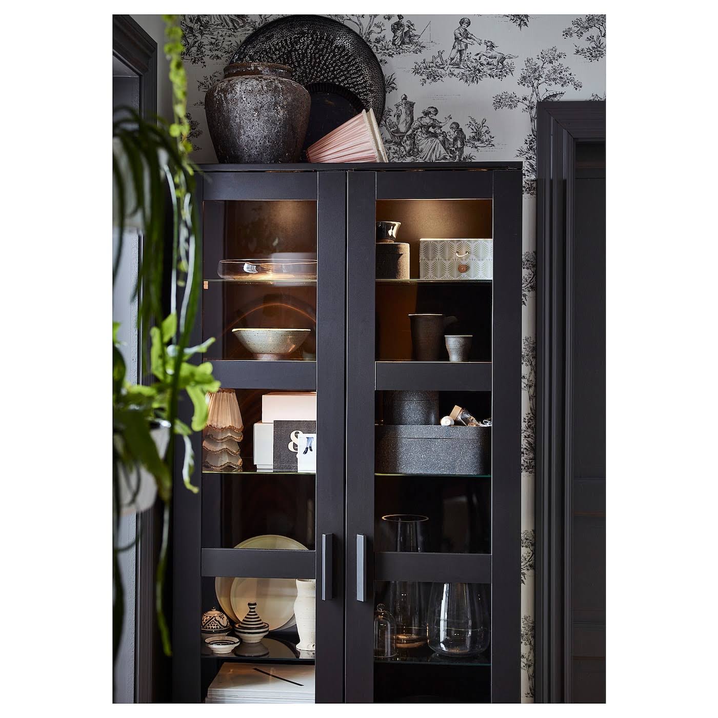IKEA - BRIMNES Glass-Door Cabinet, Black, 31 1/2x74 3/4 10409871