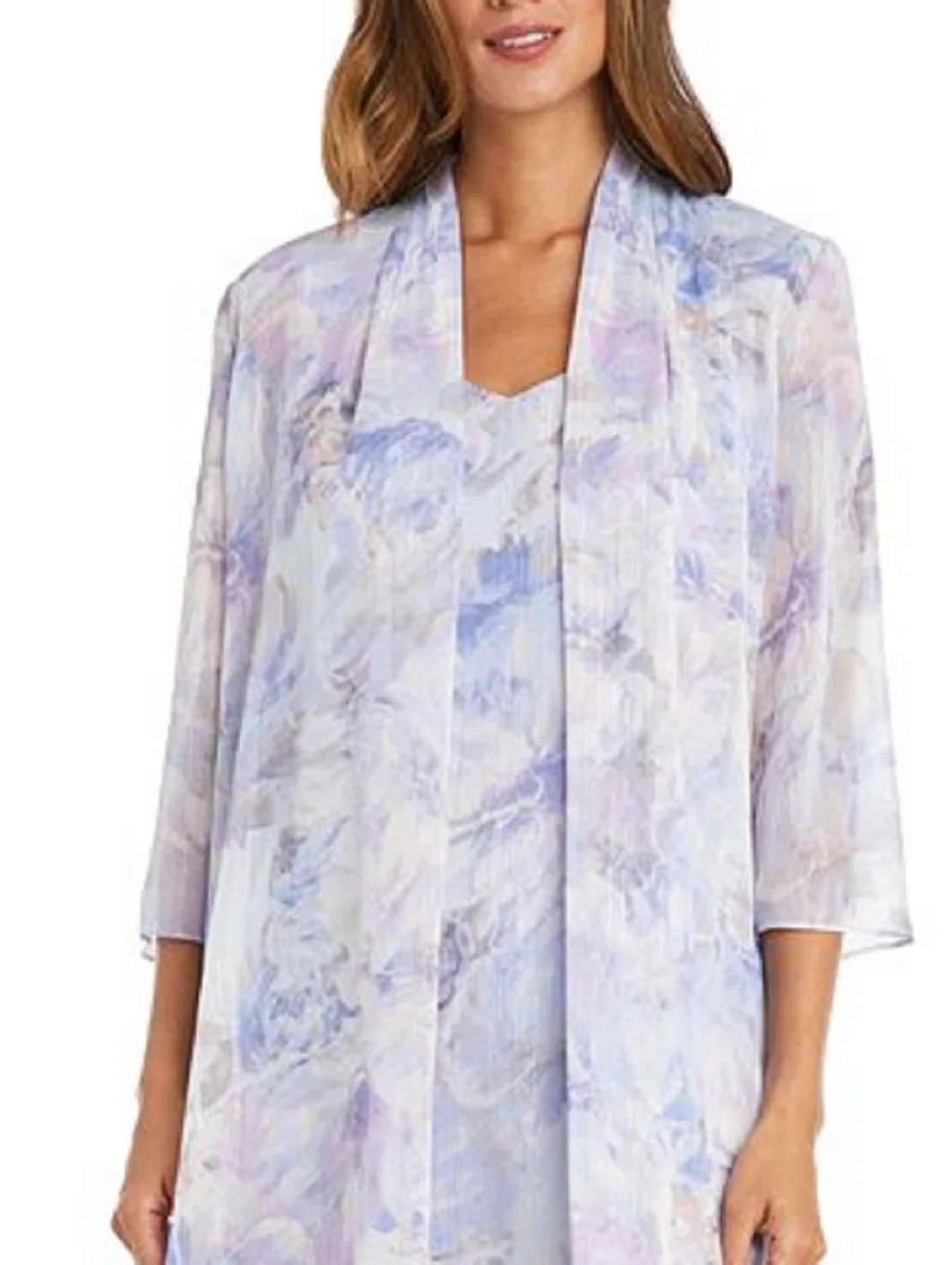 R & M Richards Women's Floral Print Jacket Dress Purple Size 16